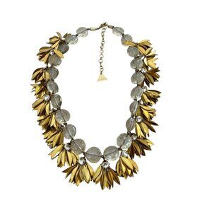 Serefina Gold tone statement necklace crystal etched beads dangling RARE